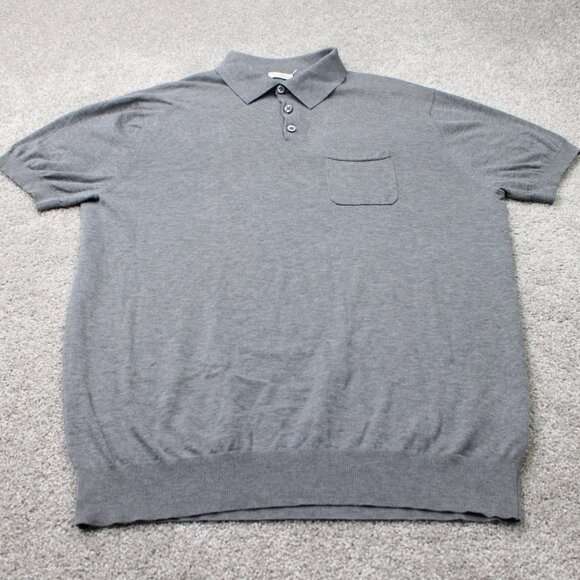 Suitsupply Polo Shirt Mens XL Gray Pure Cotton Short Sleeve w/ Chest Pocket - Picture 2 of 13